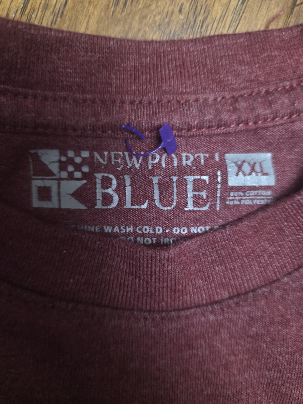 Newport Maroon Short Sleeve Tee with Palm Stripe Graphic - Picture 3 of 4